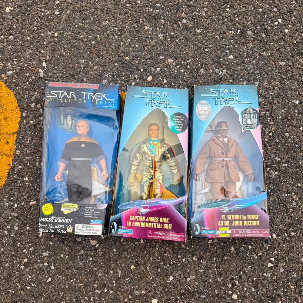 Star Trek Playmates 9" Figure Lot: Miles O'Brien, Captain Kirk, Geordi Watson
